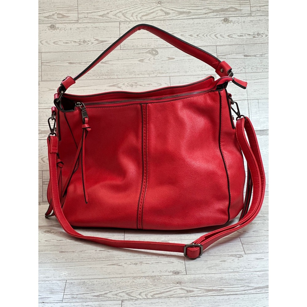 Realer CCW Concealed Carry Hobo Bag Womens Large Red Crossbody Purse